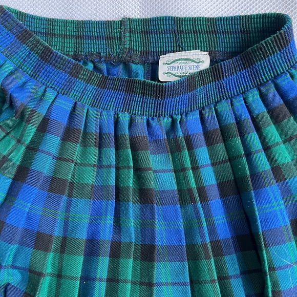 Tartan Plaid Skirt Pleated Size 12 Midi Length Pull On Separate Scene Preppy - Picture 2 of 5